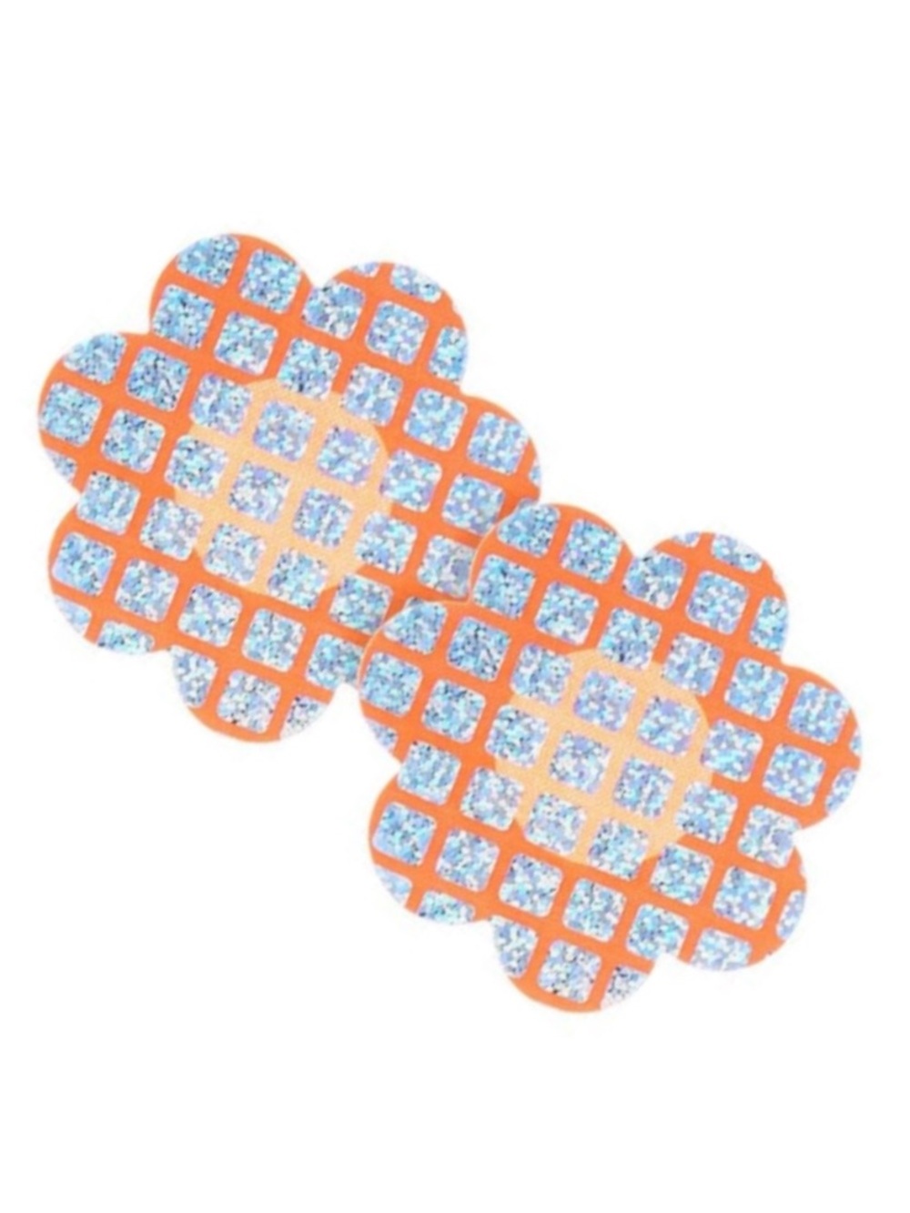 Orange Holographic Flower Nipple Pasties Festival Rave Adhesive Covers